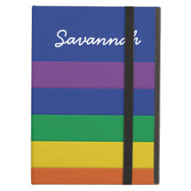 Custom Personalized Name Rainbow Striped Case iPad Folio Cases