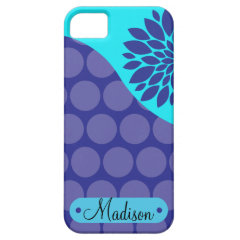 Custom Personalized Name Teal Purple Polka Dots iPhone 5 Cover