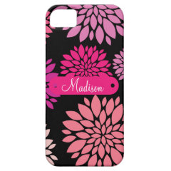Custom Personalized with Name Pink Purple Flowers iPhone 5 Covers