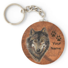 Custom, Personalized Wolf Tracks keychain
