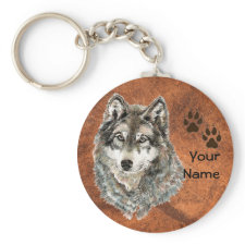Custom, Personalized Wolf Tracks keychain