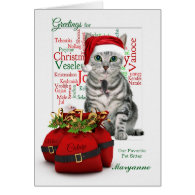 Custom Pet Sitter Christmas Tabby Cat Greeting Cards
