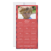 Custom Photo 2012 Calendar Card Template (Red) Photo Cards