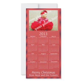 Custom Photo 2013 Calendar Christmas Card Red
