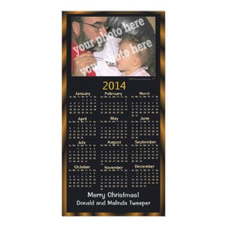 Custom Photo 2014 Calendar Card Black Merry Xmas