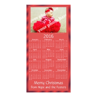 Custom Photo 2016 Calendar Christmas Card Red