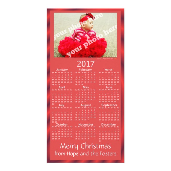Custom Photo 2017 Calendar Christmas Card Red