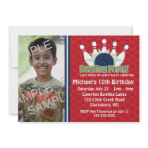 Custom Photo Bowling Birthday Party Personalized Announcement
