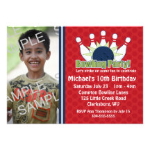 Custom Photo Bowling Birthday Party Personalized Announcement