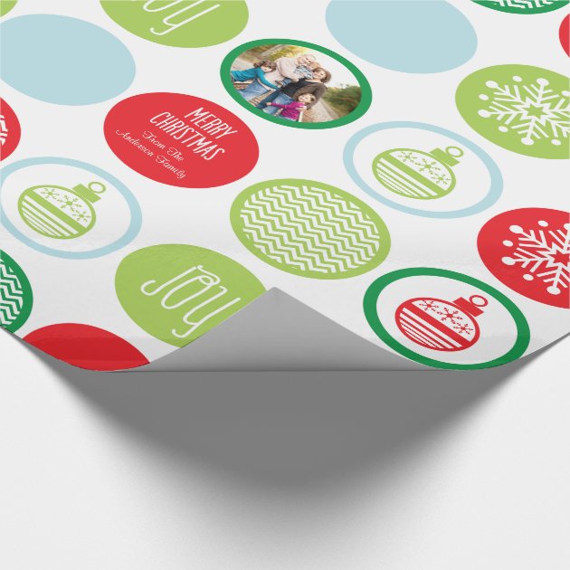 Custom Photo Christmas Dots Gift Wrap 4/4