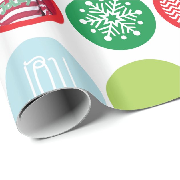 Custom Photo Christmas Dots Gift Wrap 3/4