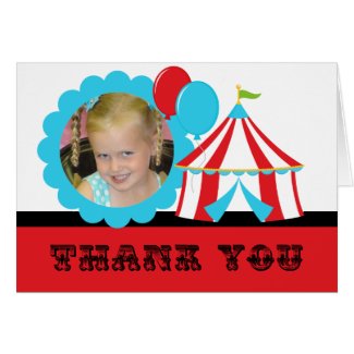 Custom Photo Circus Birthday Thank You Note Card