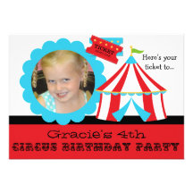 Custom Photo Circus Ticket Birthday 5x7 Invitation