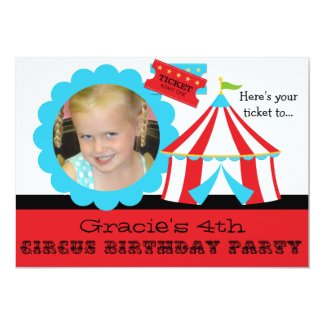Custom Photo Circus Ticket Birthday 5x7 Invitation