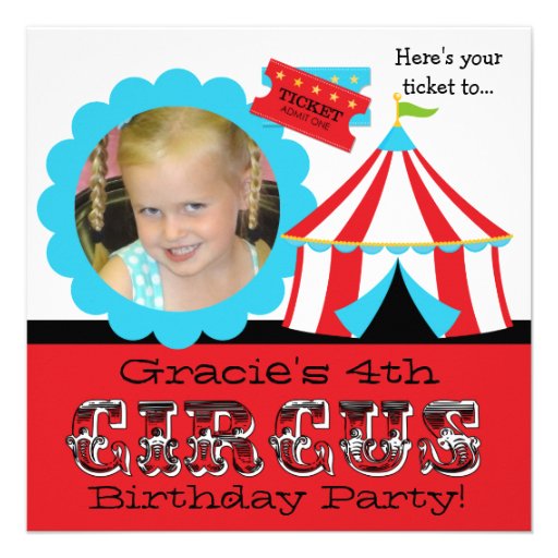 Custom Photo Circus Ticket Birthday Invitation
