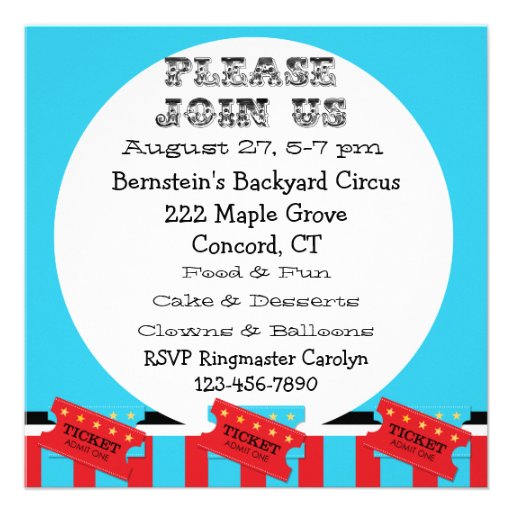Custom Photo Circus Ticket Birthday Invitation