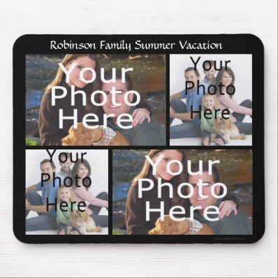 Custom Photo Collage Mousepad Add 4 Photos +Title