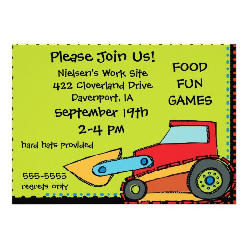 Custom Photo Construction Birthday 5x7" Invitation