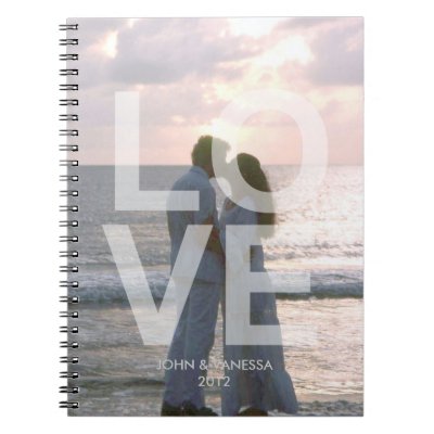 Custom photo cover LOVE modern wedding journal Notebooks
