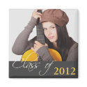 Custom photo dark gray class of school graduation magnet