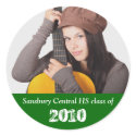 Custom photo deep green graduation memory keepsake sticker