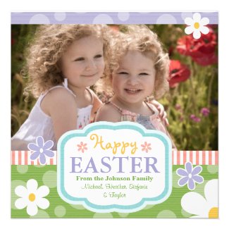 Custom Photo Easter Card With Spring Flowers