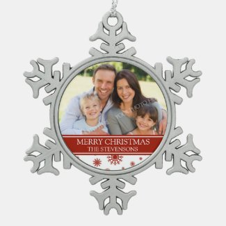 Custom Photo Family Christmas Ornament Red