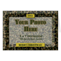 Custom Photo Frame Camouflage Military Holiday cards