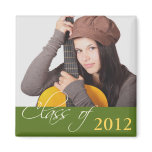 Custom photo green class of school graduation magnets