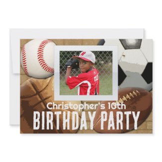 Custom Photo Invitation, Sports Theme Birthday or invitation