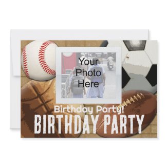 Custom Photo Invitation, Sports Theme Birthday or invitation