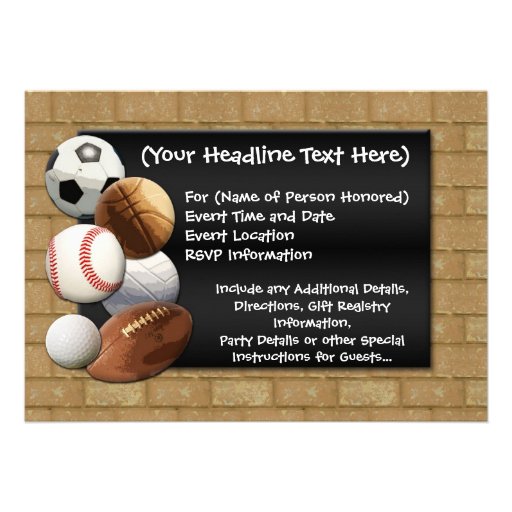 Custom Photo Invitation, Sports Theme Birthday or