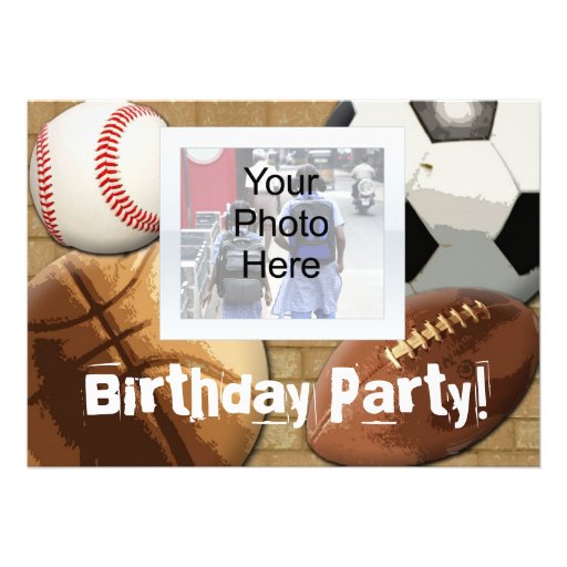 Custom Photo Invitation, Sports Theme Birthday or