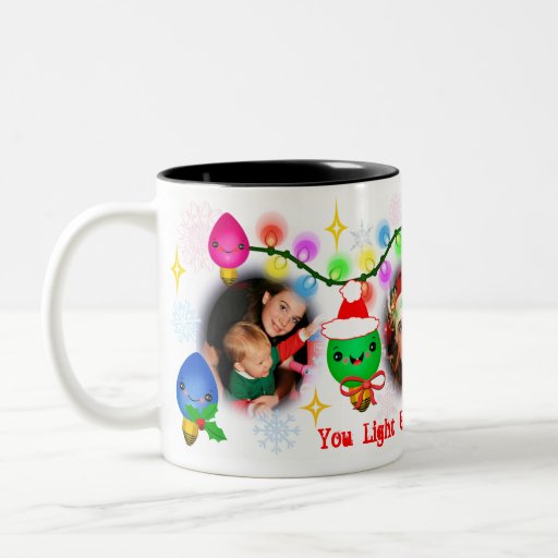 Custom Photo Kawaii Christmas Lights Coffee Mug