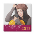 Custom photo maroon red class of school graduation magnet