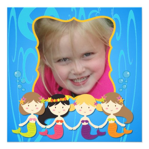 Custom Photo Mermaid Birthday Invitation