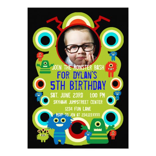 Custom Photo Monster Birthday Party Invitations