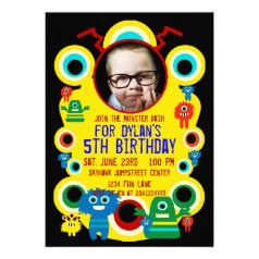 Custom Photo Monster Birthday Party Invitations