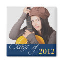 Custom photo navy blue class of school graduation magnet