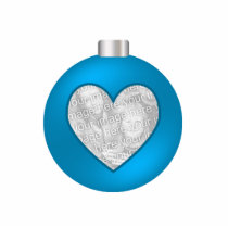Custom Photo Ornament Blue Heart Bulb photo sculptures