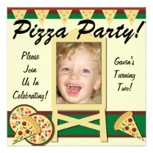 Custom Photo Pizza Party Invitations