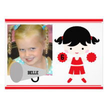 Custom Photo Red Cheerleader Birthday Invite