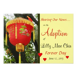 Custom Photo Red Lantern Adoption Announcement