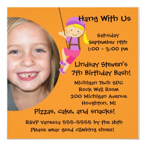 Custom Photo Rock Wall Birthday Invitation