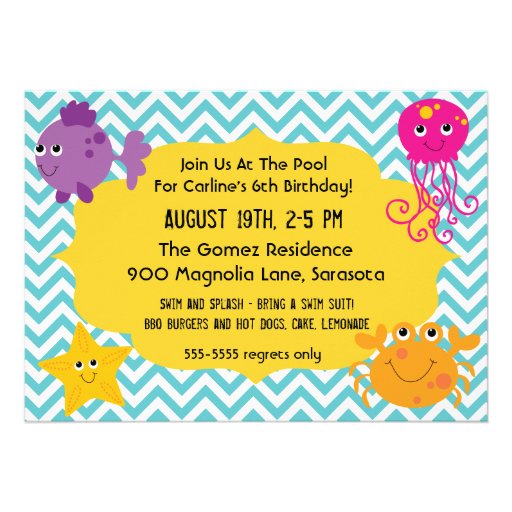 Custom Photo Sea Creatures Birthday Invitation