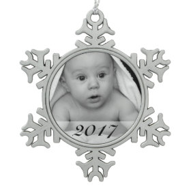 Custom Photo Snowflake Ornament with Date
