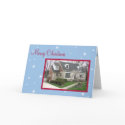 Custom photo snowy blue Christmas holiday greeting card