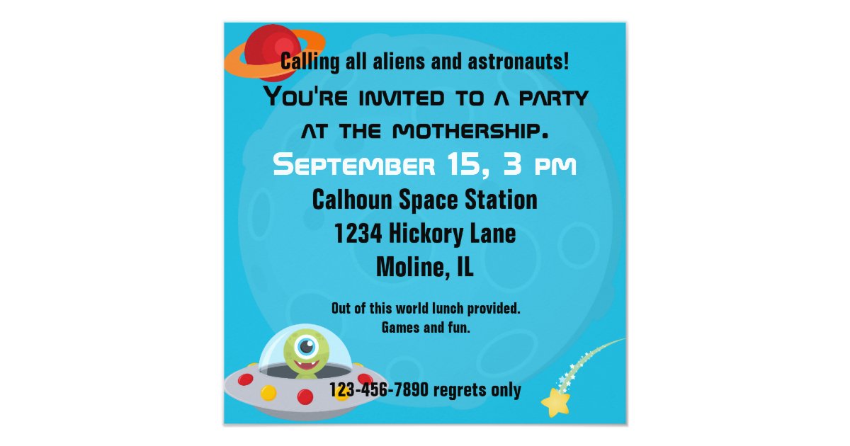 Custom Photo UFO Alien Birthday Invitation | Zazzle