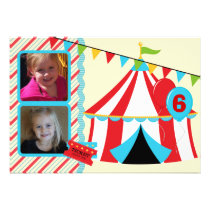 Custom Photo Under the Big Top Birthday Invitation