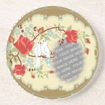 Custom Photo Vintage Love Doves coasters